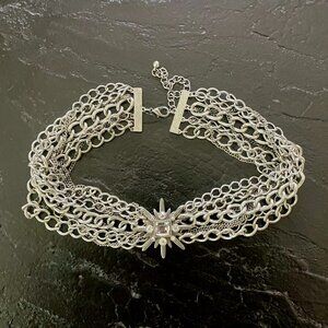 Multi-Chain & Rhinestone Star Pendant Choker
